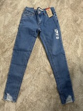 Levi's 711 Womens Size 26 Blue Skinny Distressed Cut Off Light Wash Stretch Jean