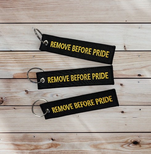 Set 3 Keychain BOEING PRIDE/REMOVE BEFORE PRIDE (GOLD)-130*30mm twill+embroidery - Picture 7 of 24