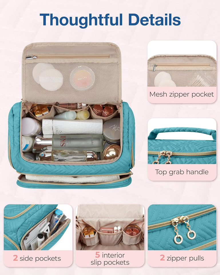 Travel Toiletry Bag, Large Wideopen Travel Bag for Toiletries, Makeup