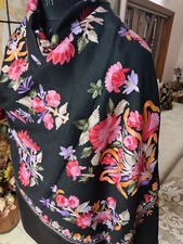 PARTY PASHMINA SHAWL  indian CREWELMosaic EMBROIDERY~100% CASHMERE