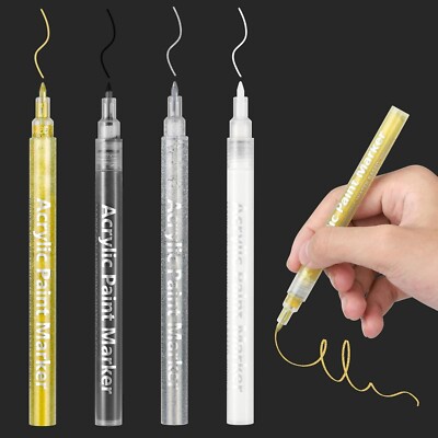 4 Pcs Acrylic Marker Paint Pens Set 0.7mm Metallic Permanent for Art DIY Project