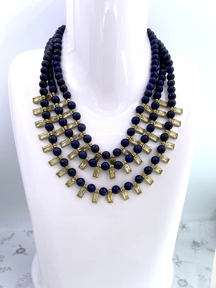 Collar llamativo vintage de tres hebras con cuentas Ralph Lauren "Camino Real" de 2014