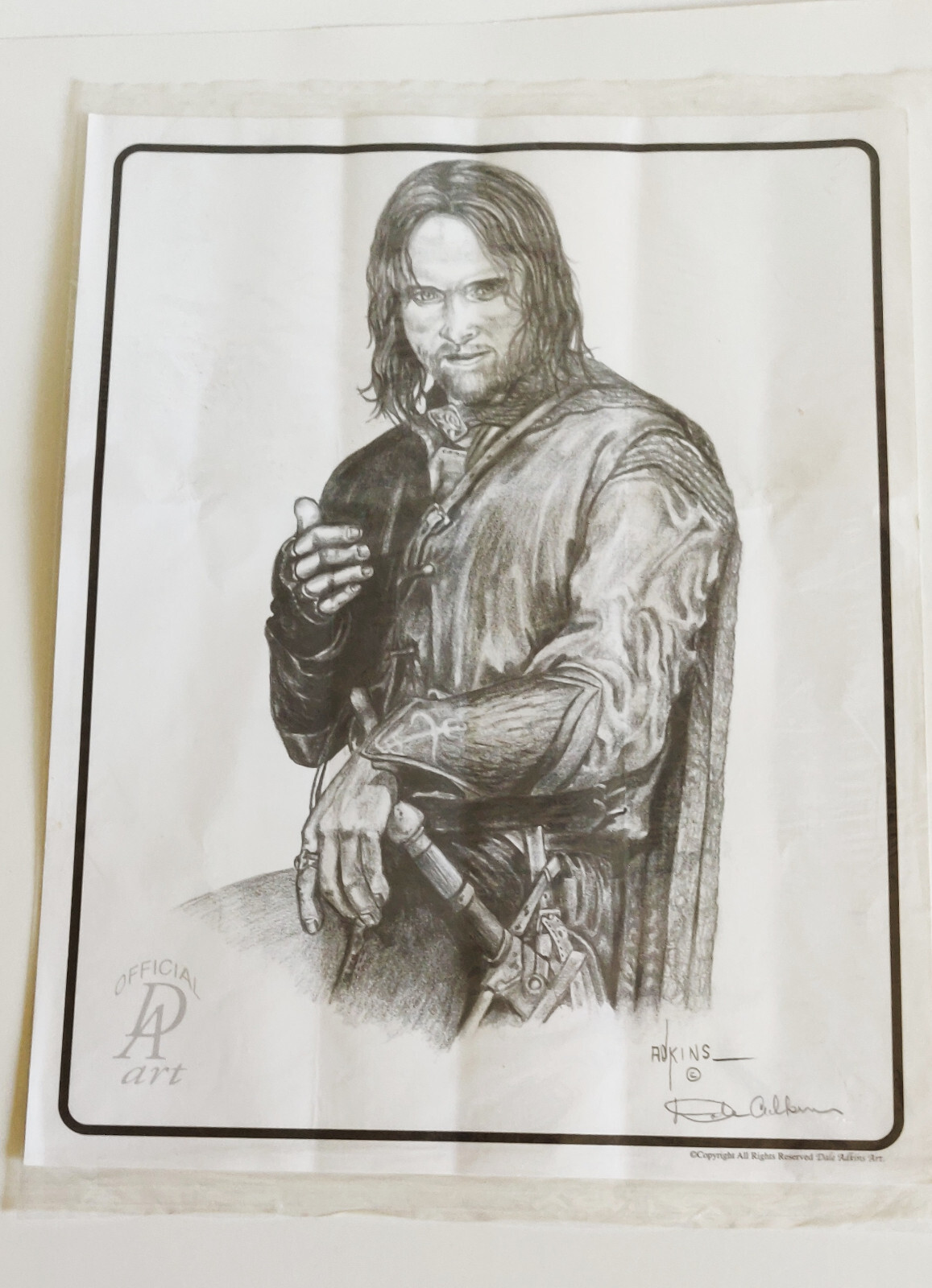 Dale Adkins sketch art Lord Of The Rings Aragorn strider king Drawing  poster | eBay