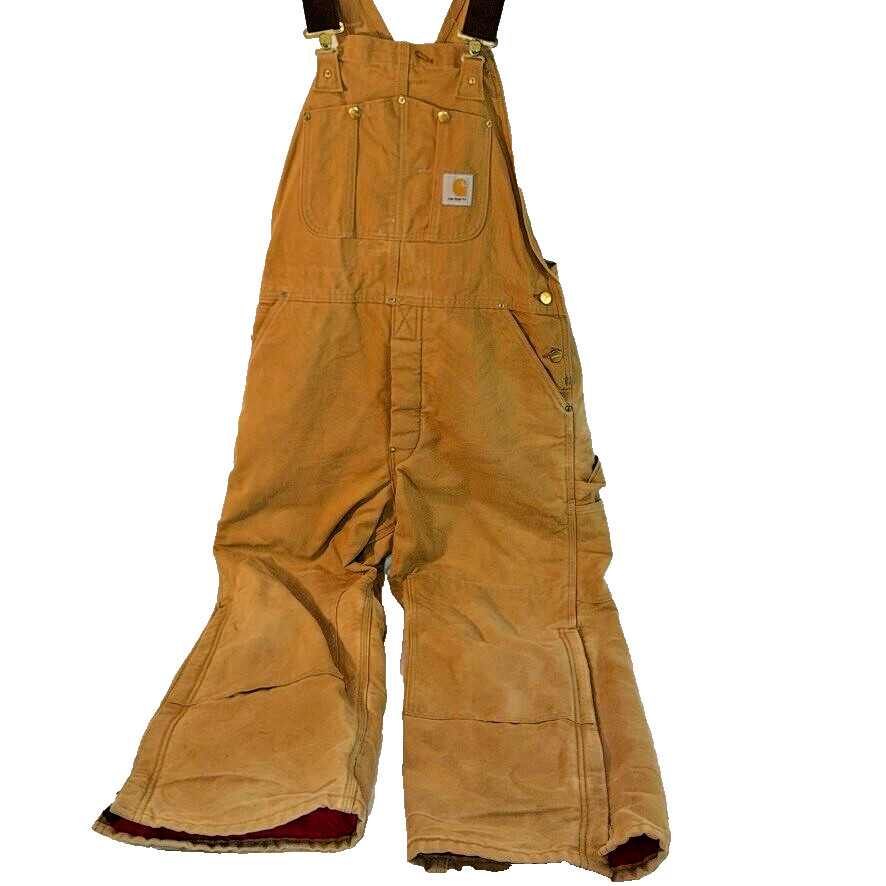 Carhartt Men's Bib Overalls 38 x 30 Double Knee Canva… Gem