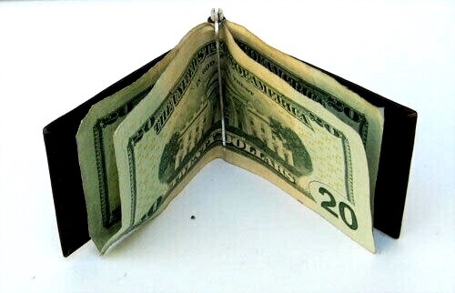 Genuine Leather Men's Spring Money Note Clip Simple Plain Bifold Wallet - Picture 6 of 9