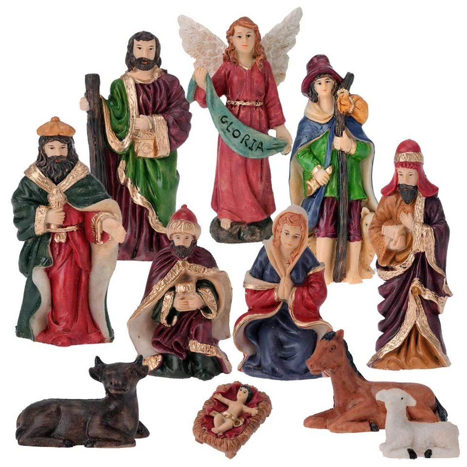 Krippenfiguren Weihnachten 11-teiliges Set Krippe Figuren Weihnachtskrippe Xmas - Bild 2 von 3
