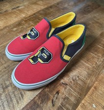 Polo Ralph Lauren Landyn Slip-On Logo P Canvas Casual Shoes Boy's Size 4.5 NEW