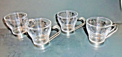 Bormioli Rocco Italy Espresso Cup Glass Stainless Steel Handle, Set of 4