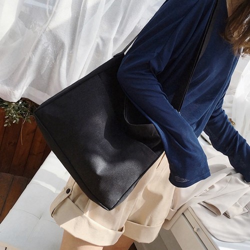 Borsa shopping nuova studentessa moda spalla selvaggia grande capacità tela 3040 - Foto 4 di 9