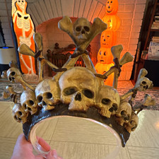 Halloween Skull Crossbones Crown Headband Adult Unisex Costume Accessory Spooky