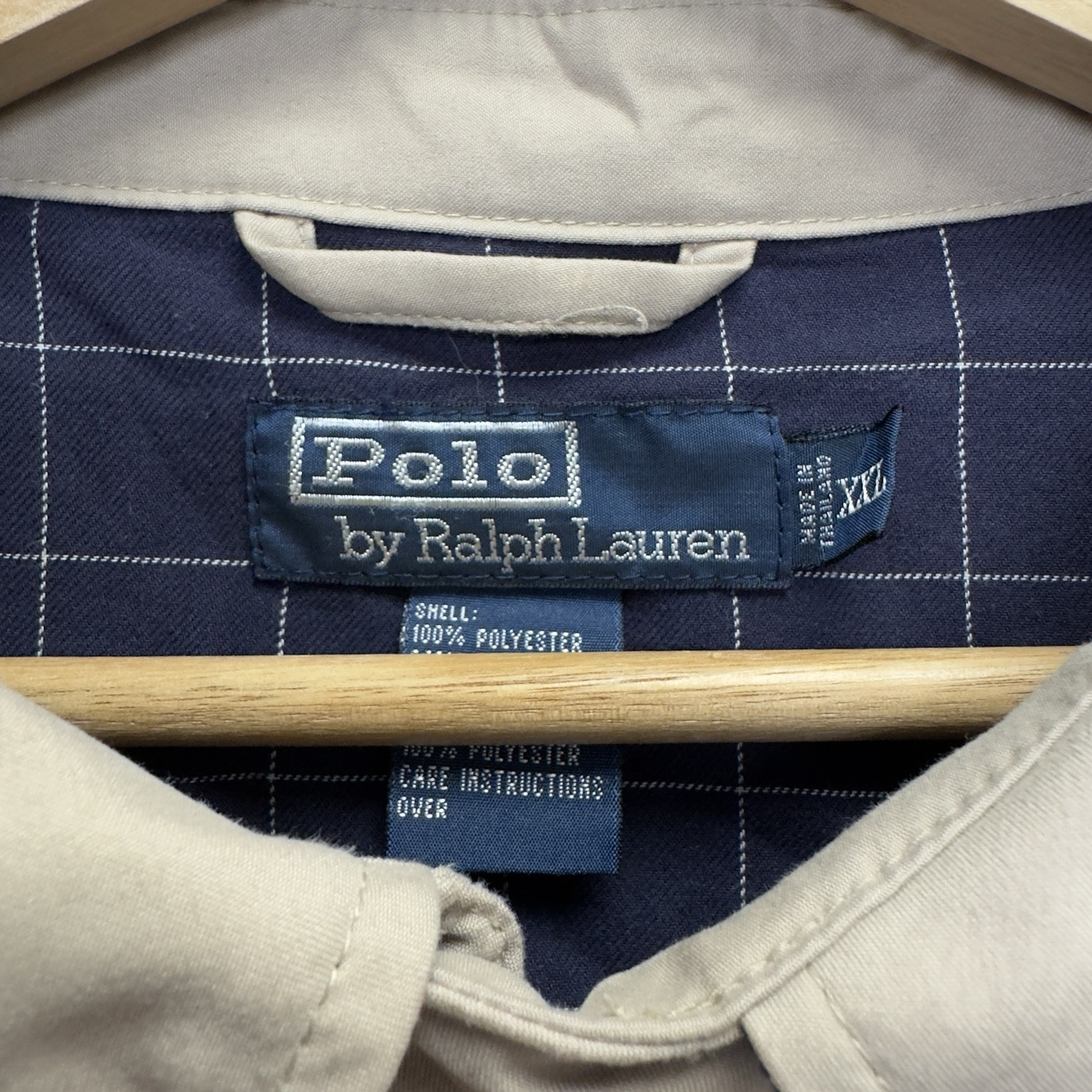 Polo Ralph Lauren vintage uomo taglia XXL Harrington kaki plaid foderato pony zip giacca