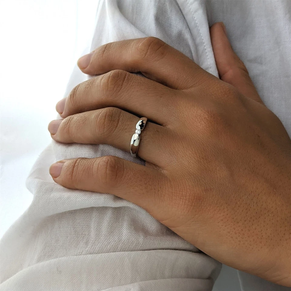 Silverly Anello Solitario Zirconi Cubici CZ Brillante Argento Sterling .925 - Immagine 2 di 4