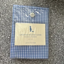 Pottery Barn Kids ~ Blue & White GINGHAM BOLSTER Cover  16 x 6
