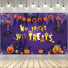 Trick or Treat Halloween Backdrop 71 x 43 Inch Pumpkin Candy Photo Booth Backgro