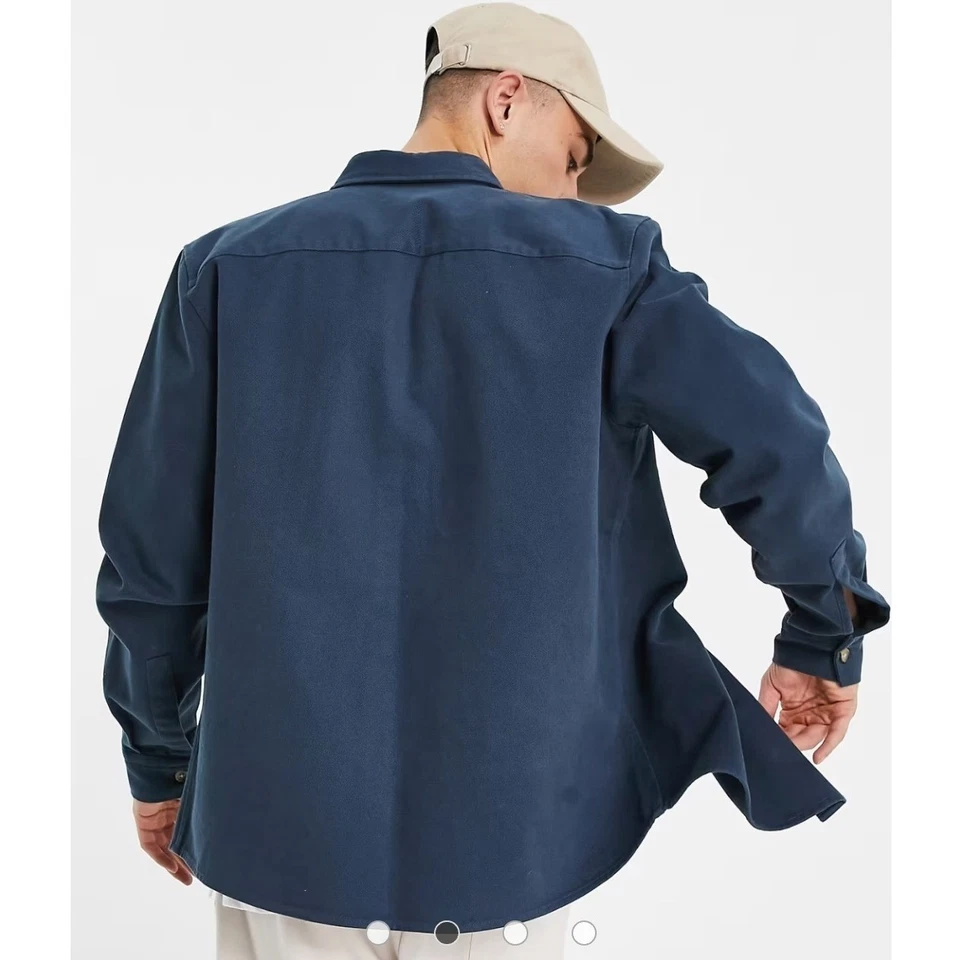 ASOS комплект мужской Overshirt рубашка на пуговицах куртка Shacket - синий черный XL - Изображение 3 из 4