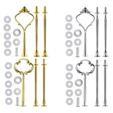 4 Sets of 3 Tier Cake Plate Stand Handle Hardware, Fruit Golden,silver