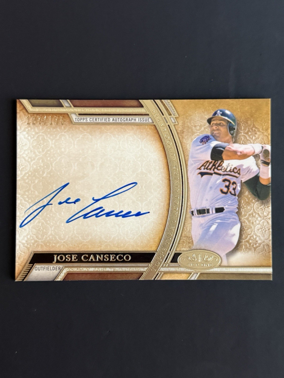 2015 TOPPS TIER ONE JOSE CANSECO GOLD AUTOGRAPH 127/175 ON CARD AUTO