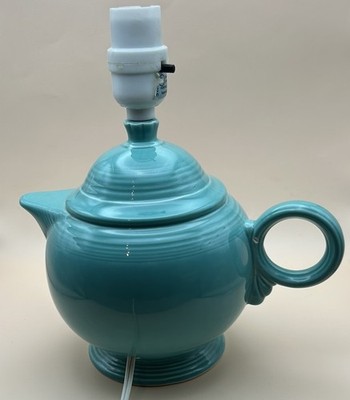 Vintage Turquoise Fiestaware Teapot Lamp