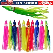 50PCS Luminous Octopus Squid Skirt Glow Soft Lure Hoochies Bait Fishing Lure Kit