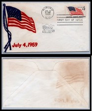 US FDC # 1132 4c 49 Star Flag  Velvatone Flocked V.Cancel 1959, 9Q7375