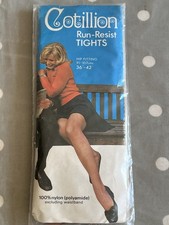 Vintage 1970’s Pair Of Cotillion American Tan Tights New In Pack Hips 36-42”