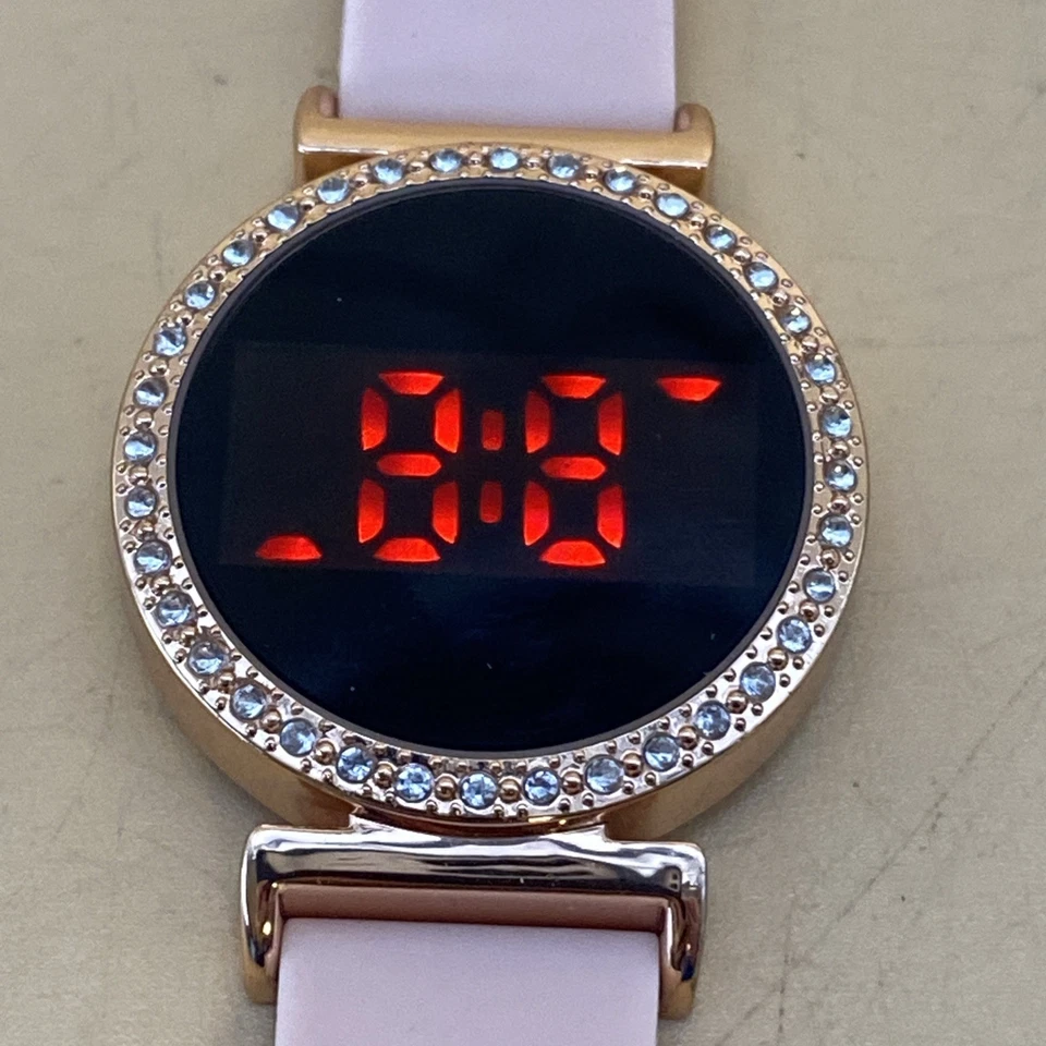 Relógio digital feminino Accutime LED pulseira de silicone rosa - Nova bateria /WN4071WN - Imagem 3 de 4