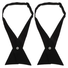 2Pcs Practical Adjustable Black Cross Bowtie School Uniform Necktie with Comfort