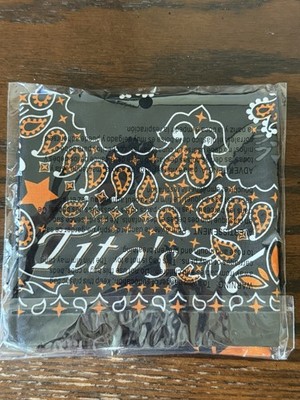 Tito's Handmade Vodka Limited Edition Promo Black and Orange Bandana 22 x 22