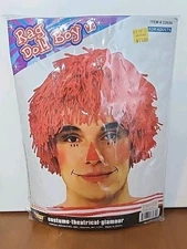 Adult  Raggedy &  Andy  rag  boy  Mop wig Costume Red Yarn W Red Clown Nose 
