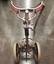 Vintage Metal Bag Boy Automatic Folding Golf Bag Pull Cart with Original Straps