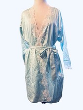 Miss Elaine Womens Vtg Workers Union Lt Green Lace Robe Size PS Belted Romantic