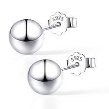 925 Sterling Silver Ball Stud Earrings Available in 3mm-10mm,Classic Round Ba...