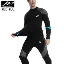 Mens Winter Fleece Lined Base Layer Tops Thermal Long Johns Bottom Underwear Set