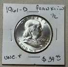 1961 D Ben Franklin 90% Silver Half Dollar 50C #RH1