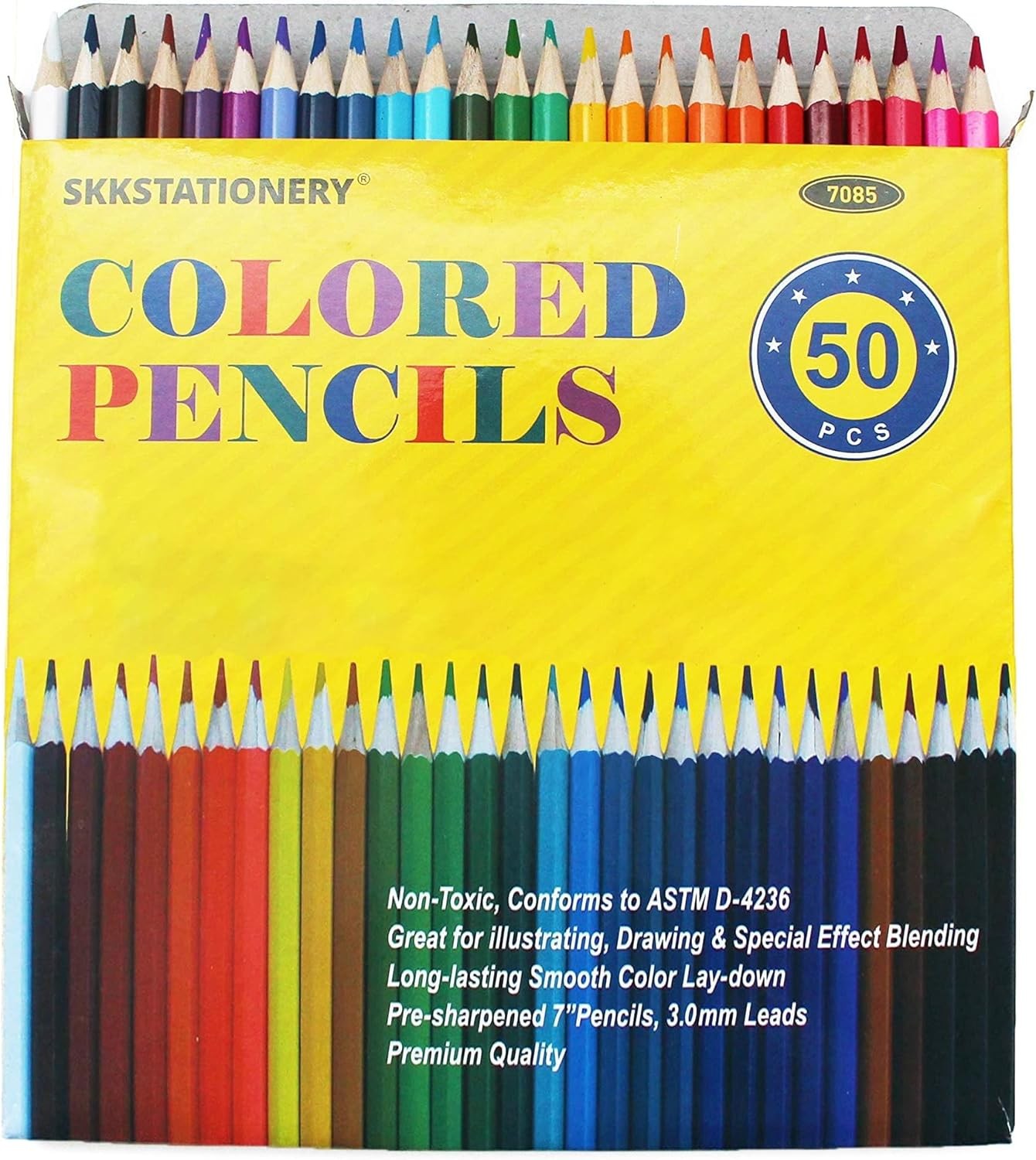 50 Vibrant Colors Drawing Pencils For Sketch Arts