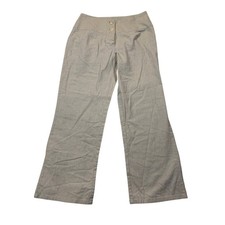 Vintage Newport News Pants Women's 12 Linen Cotton Blend Wide Leg High Waist
