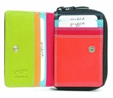 Golunski/Graffiti small leather coin/card holder Black/Tropical style 7113 RFID