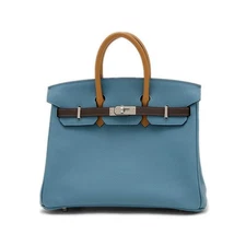 HERMES Birkin 25 Tricolore Epsom Handbag New Bleu Jean Sesame Ecorce