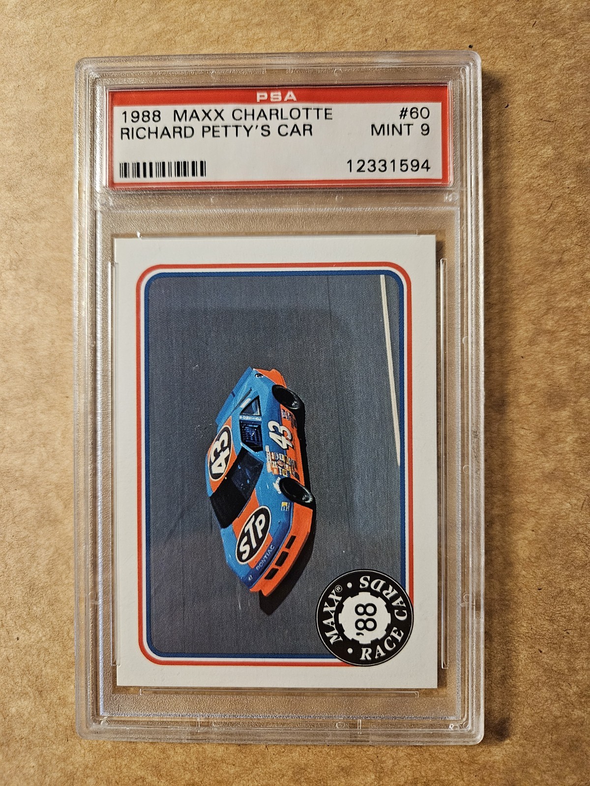 NASCAR HOF'ER RICHARD PETTY'S CAR 1988 MAXX CHARLOTTE #60 GRADED PSA 9 "MINT" view 2