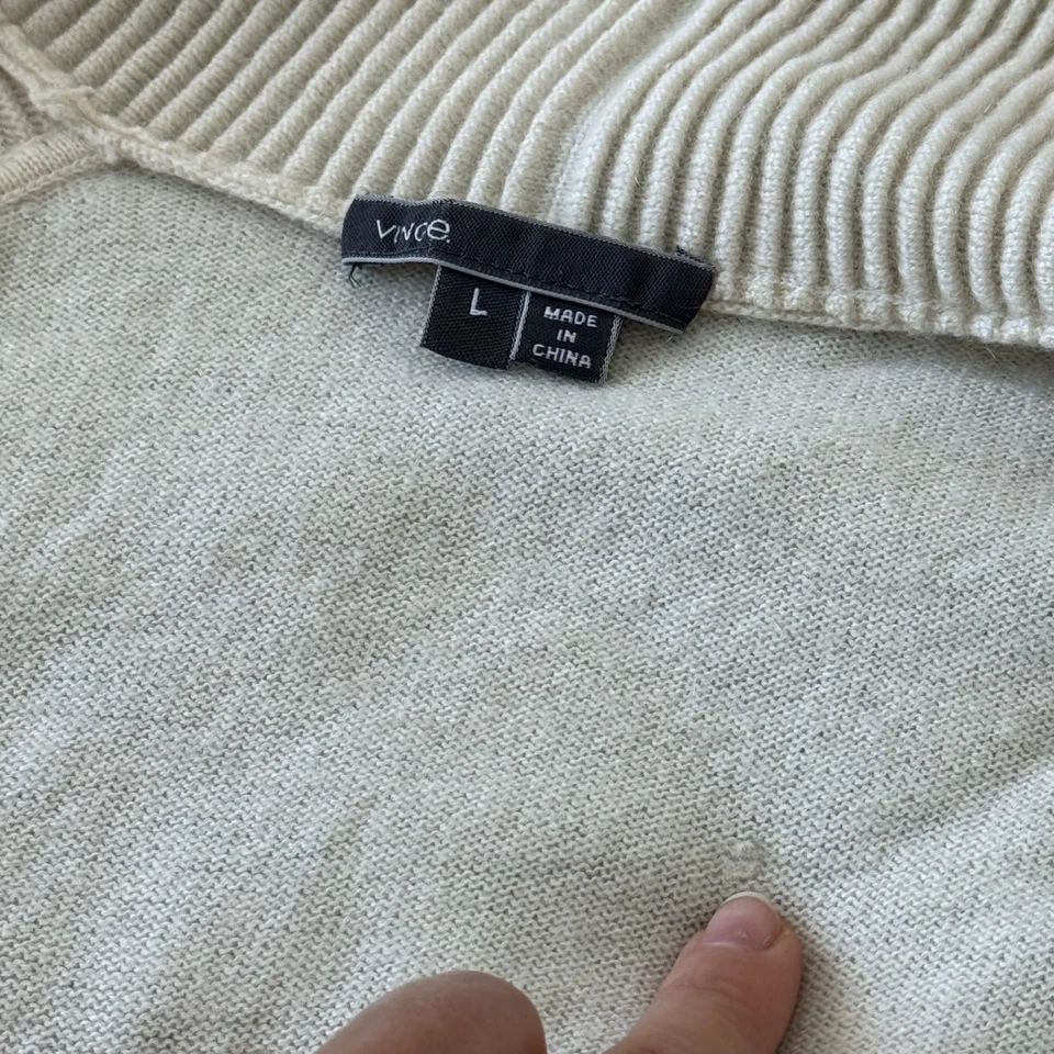  Cárdigan suéter largo Vince mezcla de cachemir y lana para mujer talla grande beige crema Foto 4 de 4