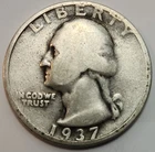 1937 S Washington Quarter, 90% Silver US 25 Cent Coin Perfect 4 Albums, Q-S37G