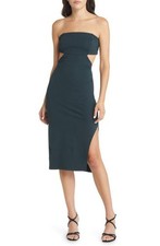 Socialite Cutout Strapless Body-Con Dress in Emerald Green Size Medium