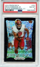 BRIAN ROBINSON JR 2024 PANINI PRIZM DECA BLACK SHIMMER FOTL SP 1/1 PSA 8