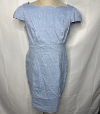ASOS Dress Womens Size 16 Light Blue Sweatheart Neck line Cap Sleeve Wiggle New