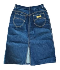 Vintage Gitano Denim Skirt 80s  Sz 10  Waist 27 Length 24
