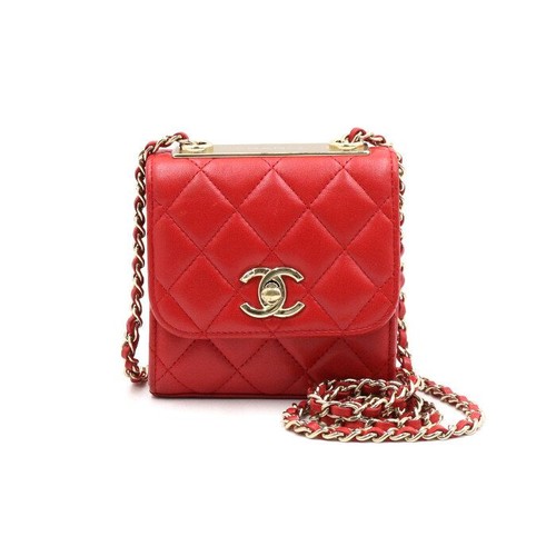 CHANEL Mini Flap Chain Shoulder Bag Crossbody Red A81633 152893716 [P]
