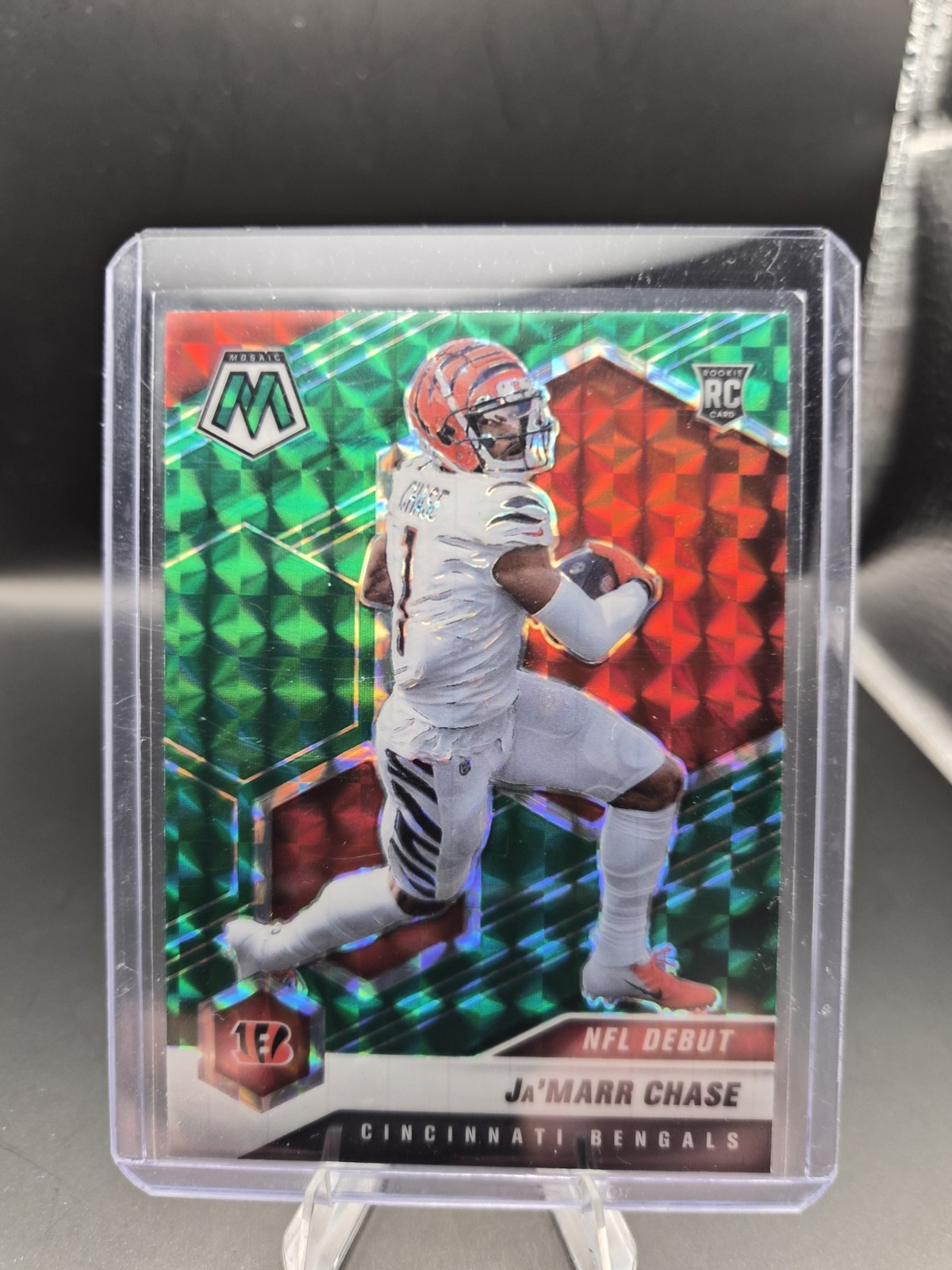 2021 PANINI NFL DEBUT GREEN MOSAIC  PRIZM JAMARR CHASE ROOKIE #247 BENGALS