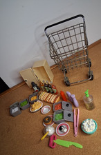 Metal Grocery Shopping Cart  Food Lot for 18  Dolls Assorted Utensils