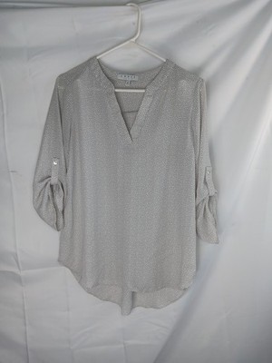 Chaus New York Career Blouse Women Small 3/4 Sleeve V Neck Pullover