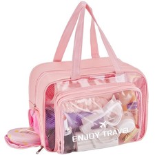 ZTLGE Waterproof Toiletry Bag   Large Capacity Clear PVC Beach Large, PINK